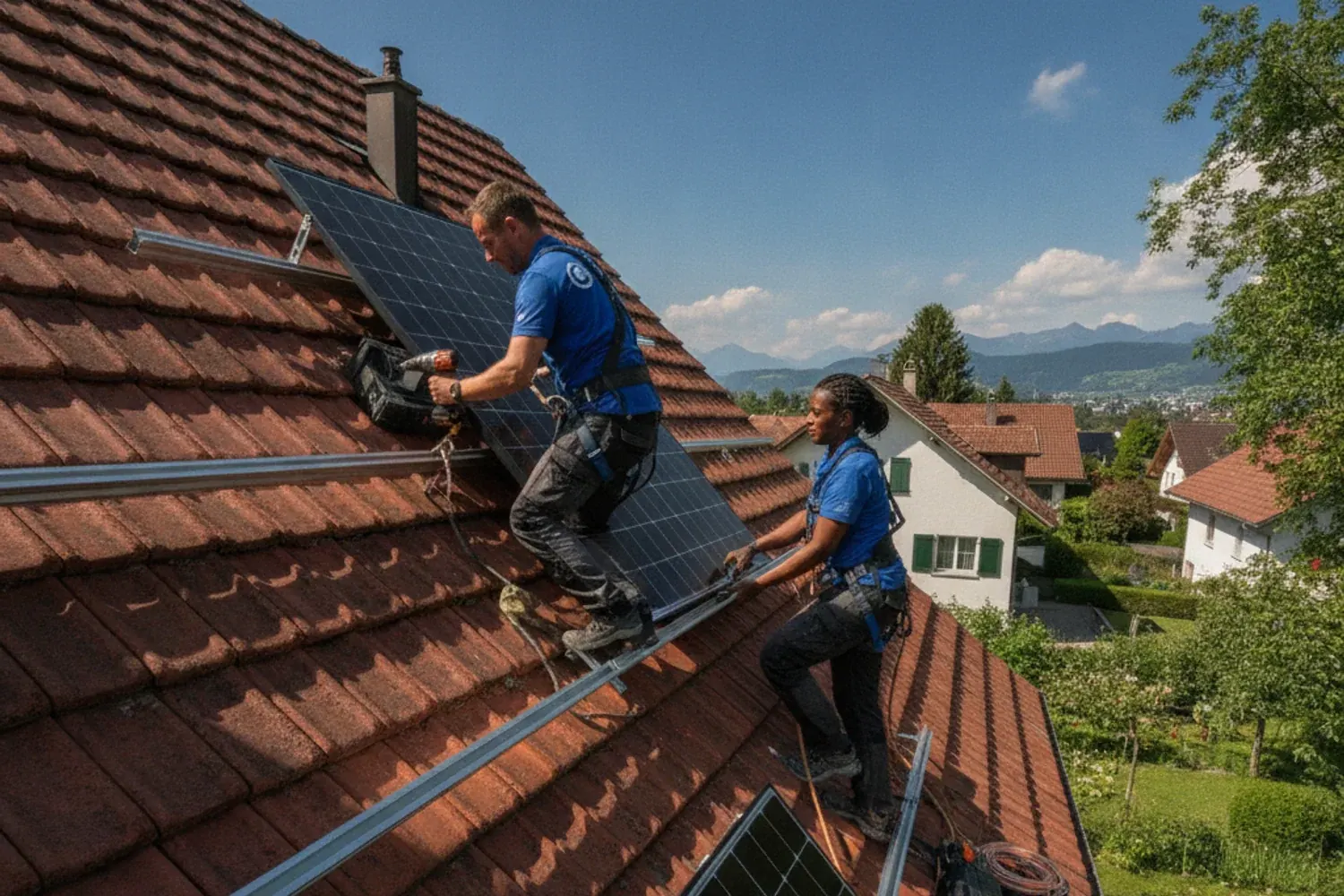 Solaranlage Installation auf einem Dach in der ganzen Deutschschweiz